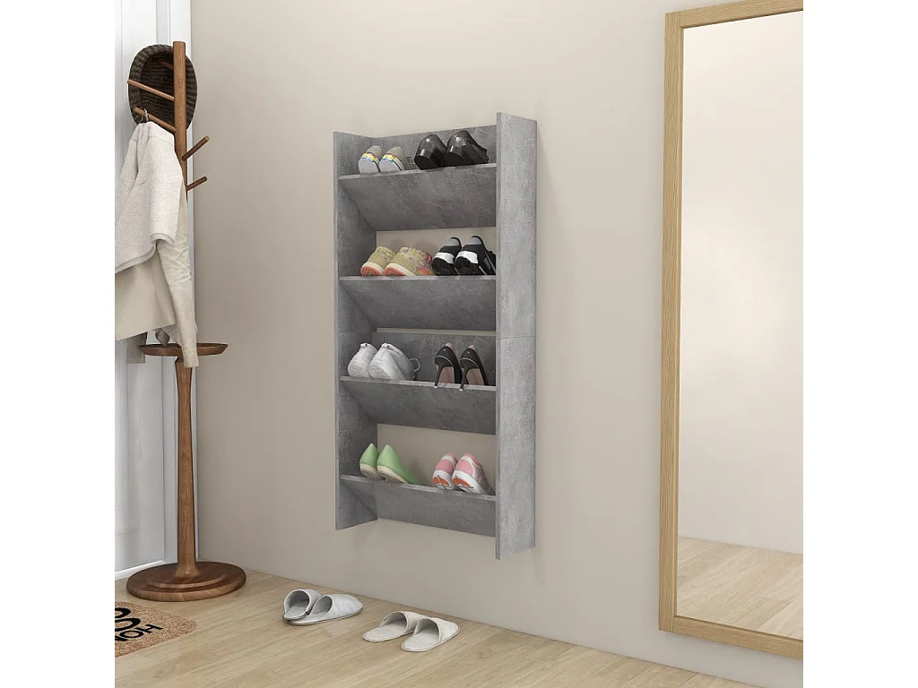 Armoire à chaussures murale 2 pc Gris béton 60x18x60