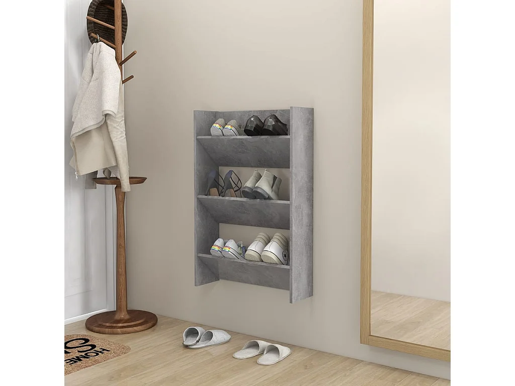 Armoire à chaussures murale Gris béton 60x18x90