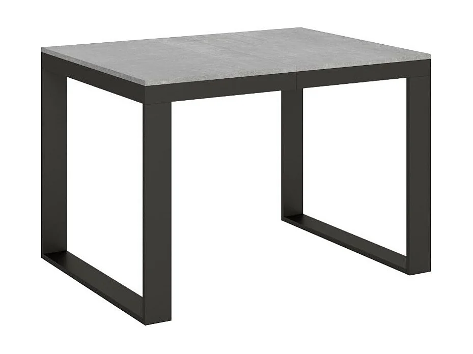 Table à manger extensible Tiroz evolution-Gris ciment-4 pieds-120 à 224 cm