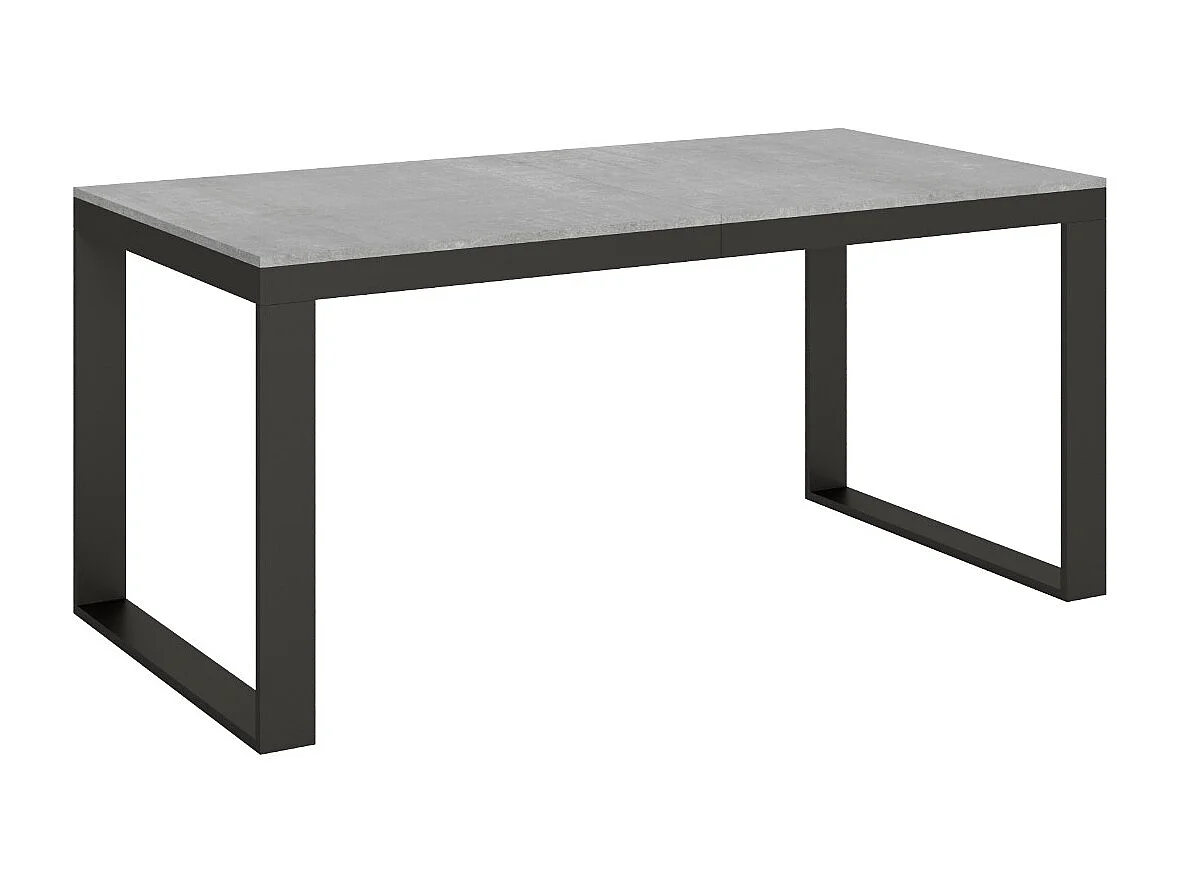 Table à manger extensible Tiroz evolution-Gris ciment-4 pieds-180 à 284 cm