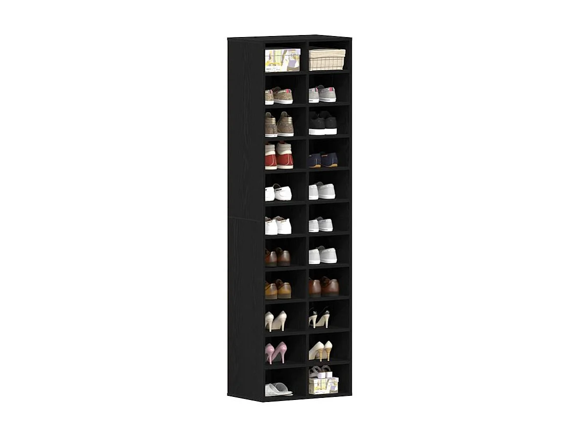 Armoire à chaussures chêne noir 54x34x183 bois d'ingénierie