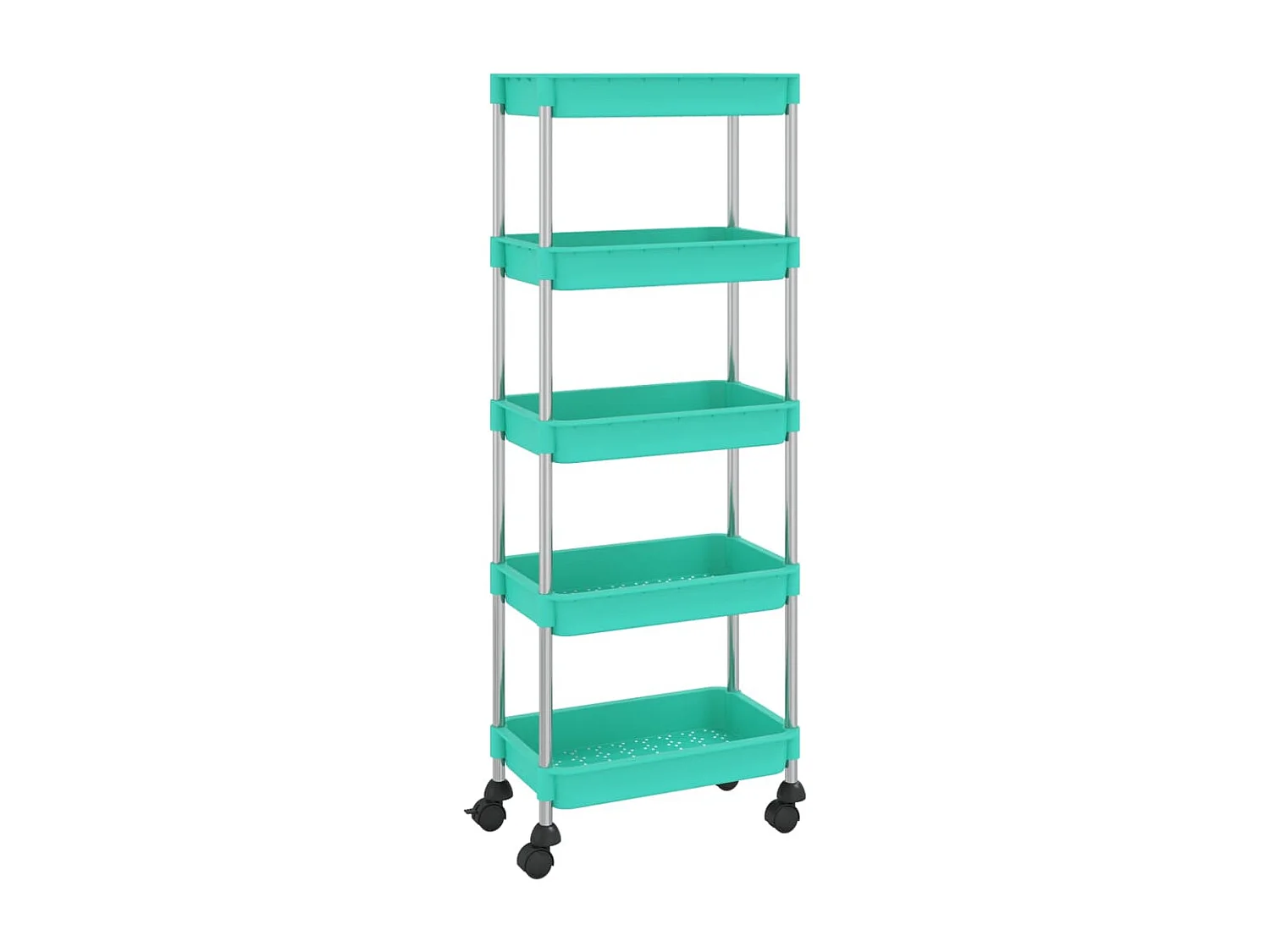 Chariot de cuisine 5 niveaux en métal Luiza 40cm - Compact et pratique-Turquoise