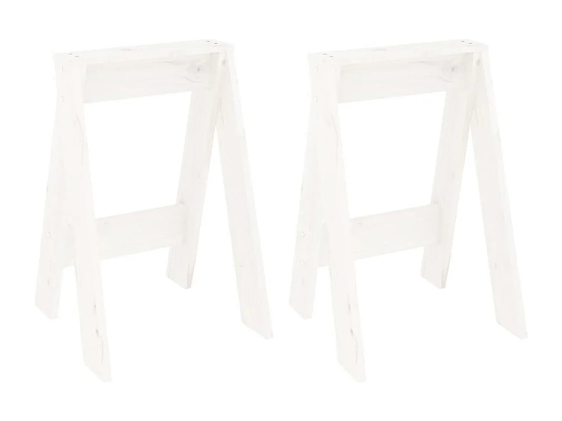 Tabouret lot de 2 blanc 40x40x60 bois massif de pin