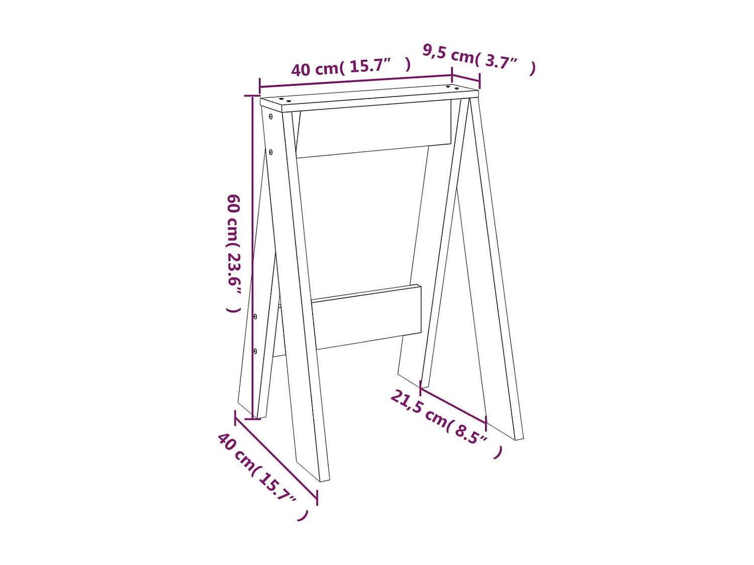 Tabouret lot de 2 blanc 40x40x60 bois massif de pin