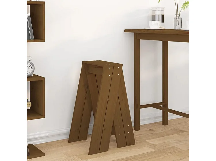 Tabouret lot de 2 marron miel 40x40x75 bois massif de pin