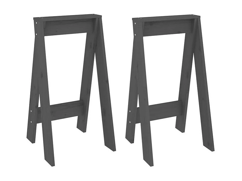 Tabouret lot de 2 gris 40x40x75 bois massif de pin
