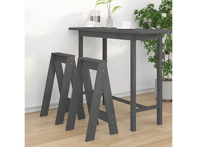 Tabouret lot de 2 gris 40x40x75 bois massif de pin