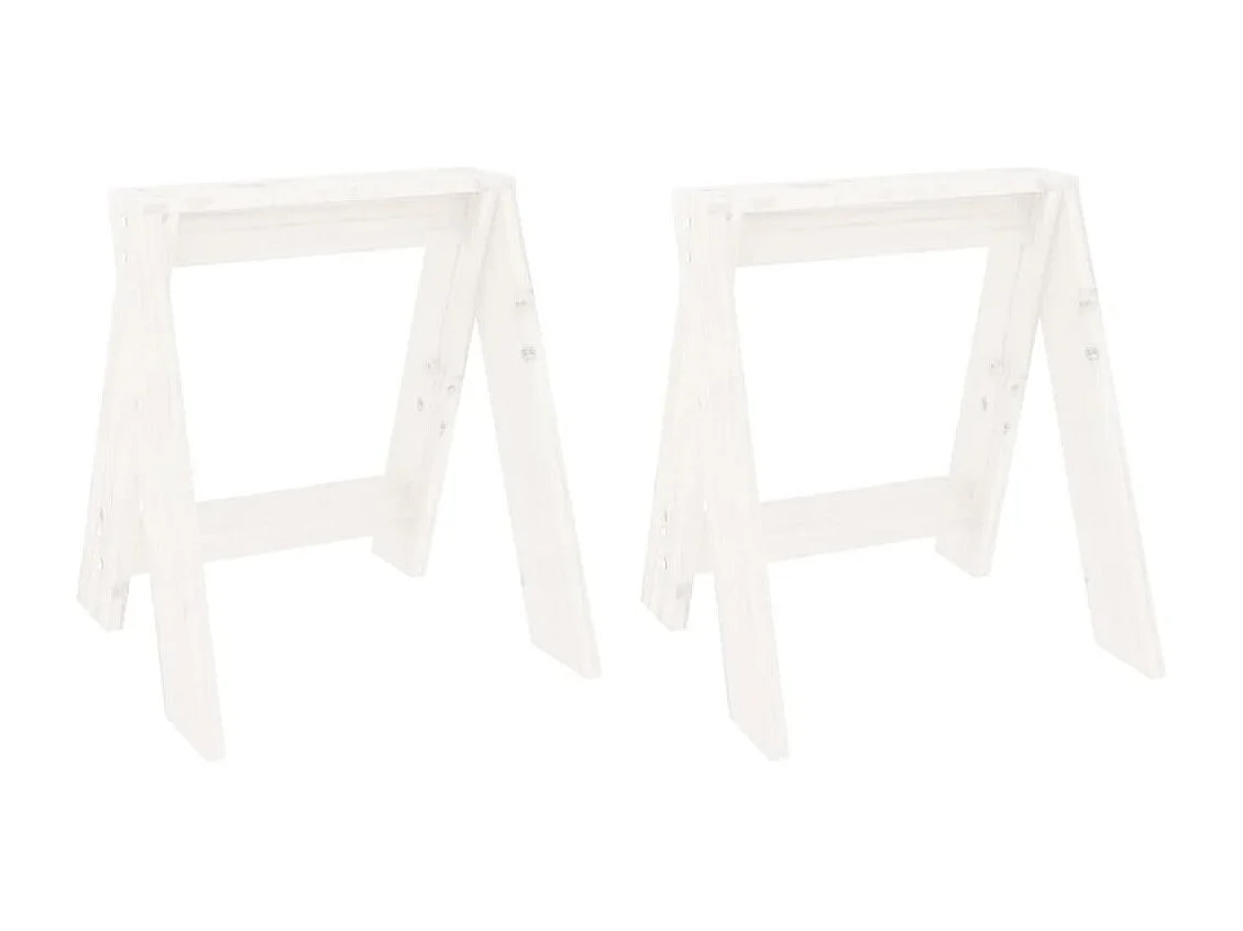 Tabouret lot de 2 blanc 40x40x45 bois massif de pin