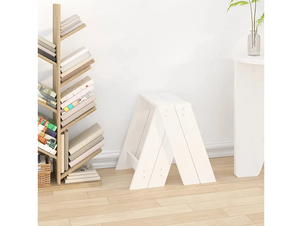 Tabouret lot de 2 blanc 40x40x45 bois massif de pin