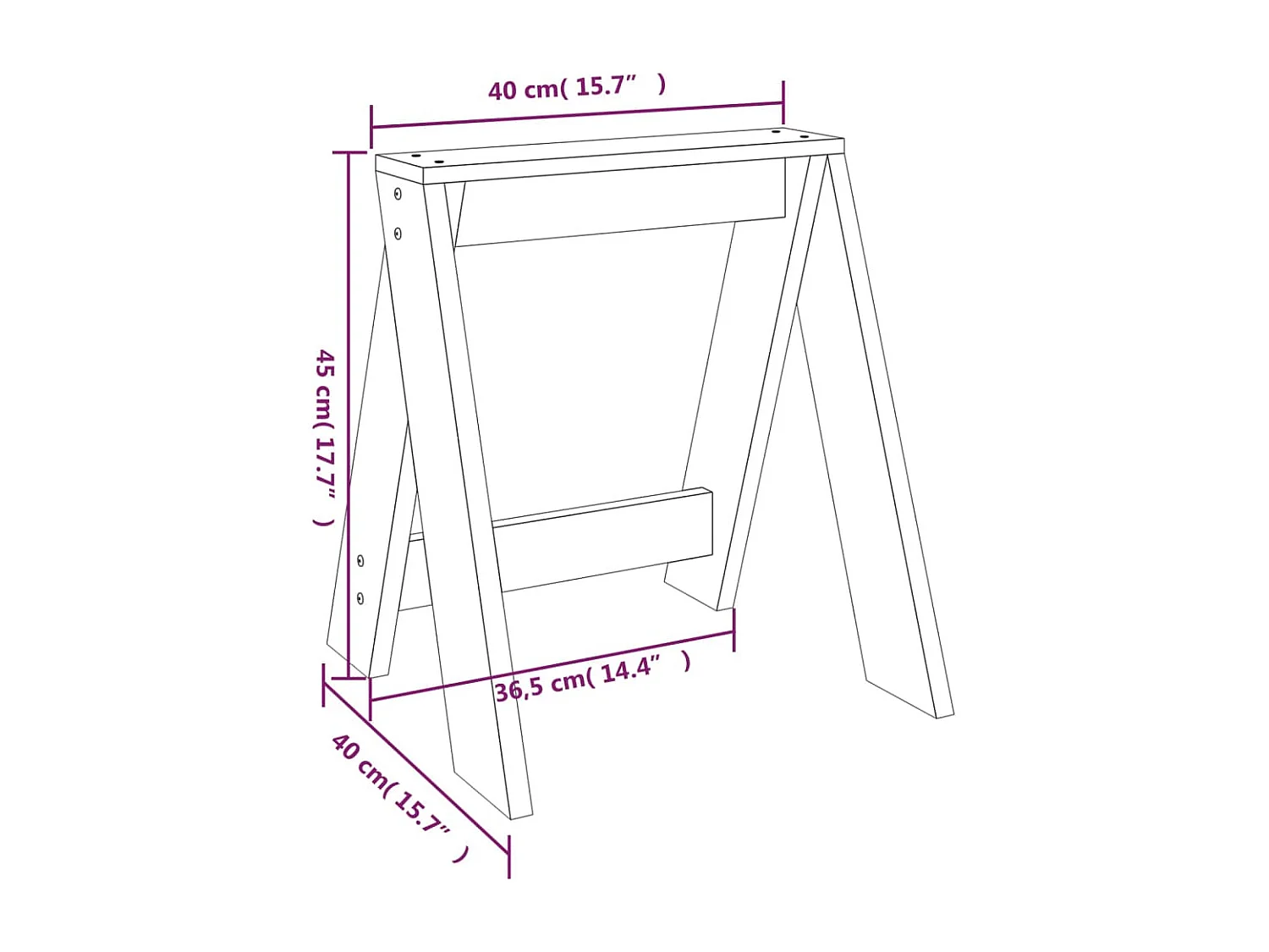 Tabouret lot de 2 blanc 40x40x45 bois massif de pin
