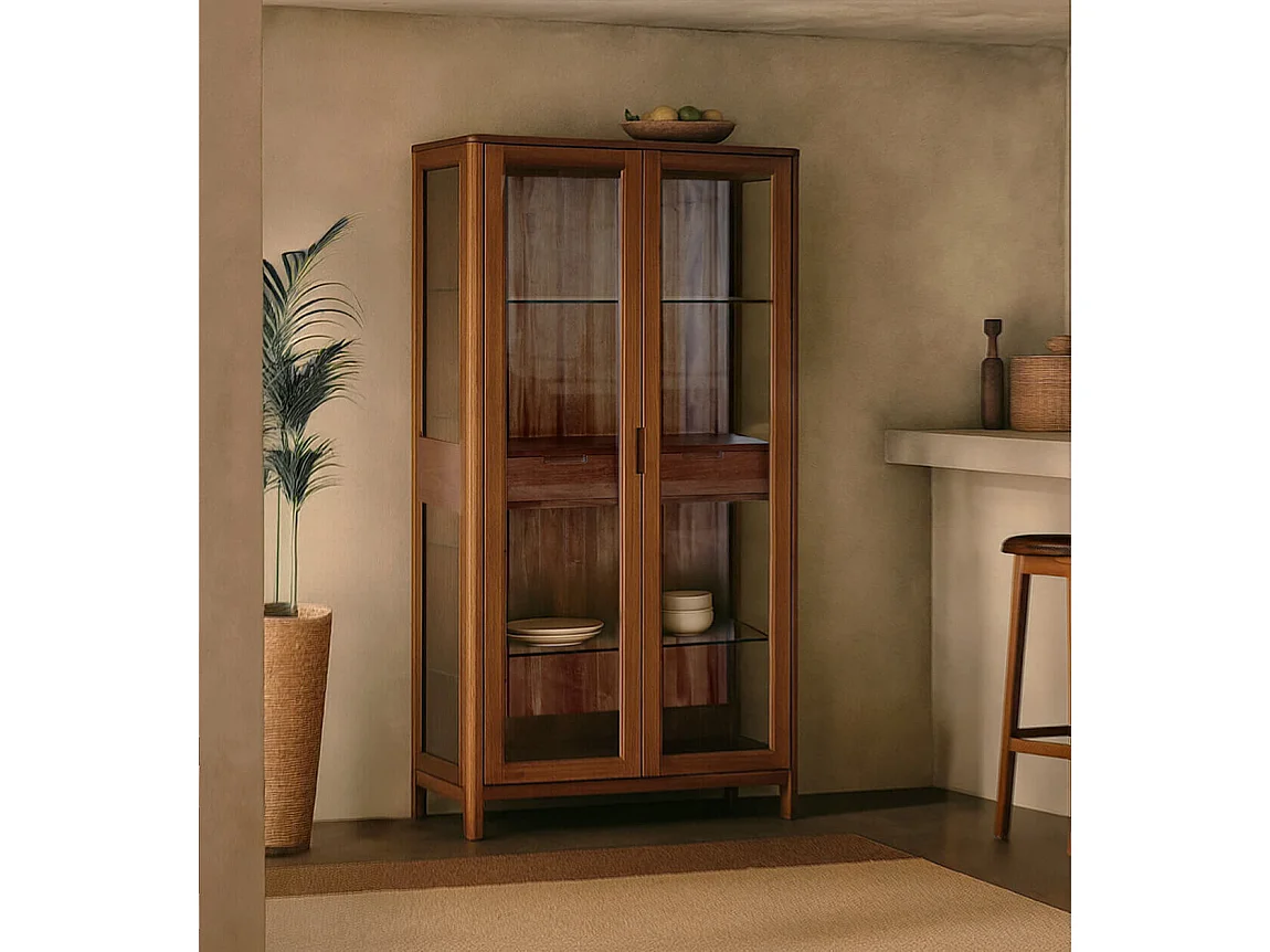 Vitrine VALENCIA – Elégance verticale en bois d’acajou