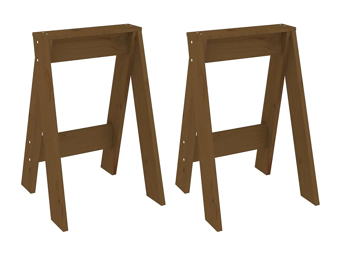 Tabouret lot de 2 marron miel 40x40x60 bois massif de pin