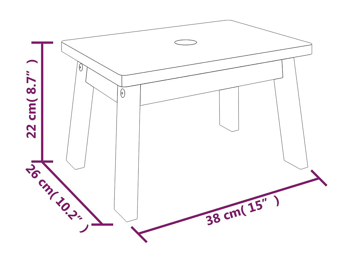 Tabouret-escabeau 38x26x22 Bois d'acacia solide