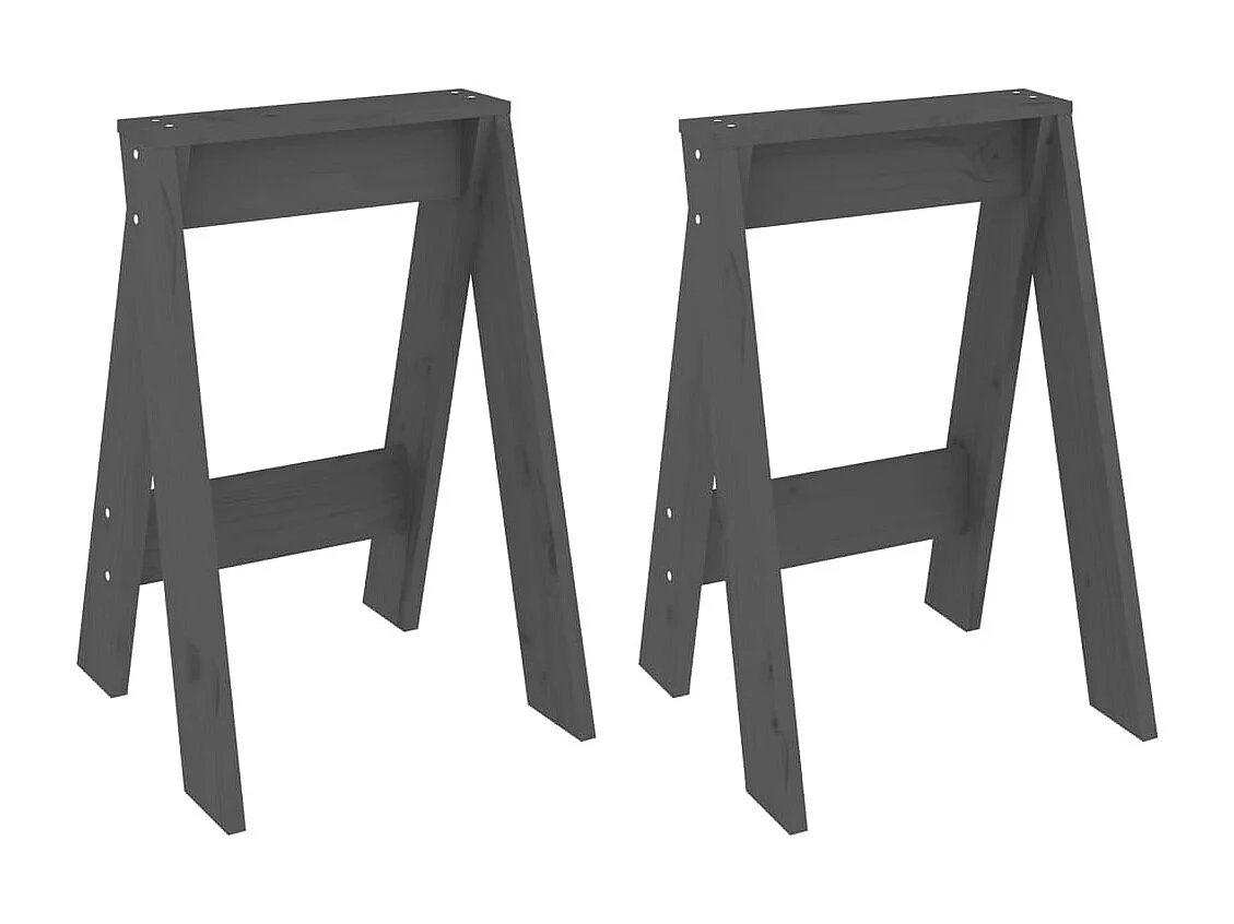 Tabouret lot de 2 gris 40x40x60 bois massif de pin