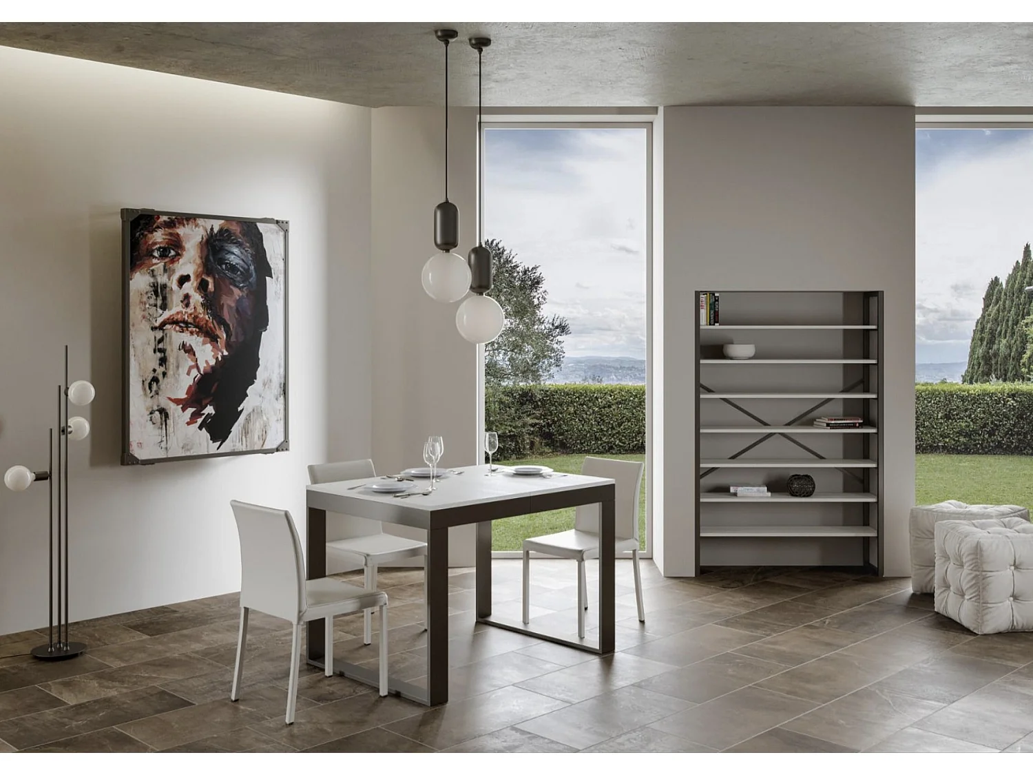 Table à manger extensible Tiroz evolution-Blanc-Sur roulettes-120 à 380 cm