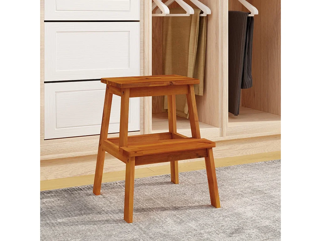 Tabouret-escabeau 2 marche 40x38x50 Bois d'acacia solide