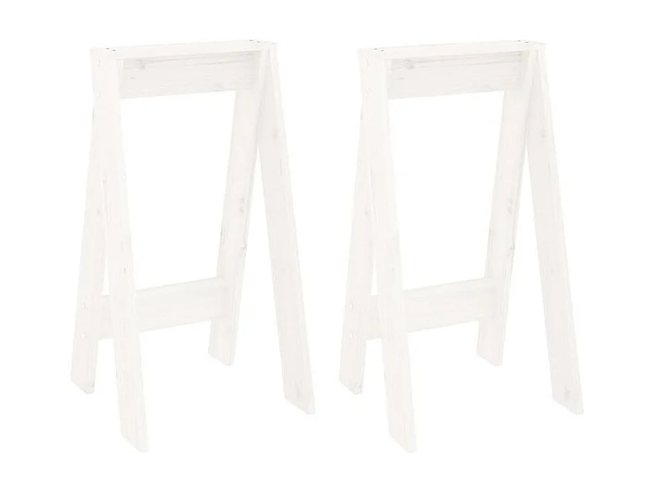Tabouret lot de 2 blanc 40x40x75 bois massif de pin