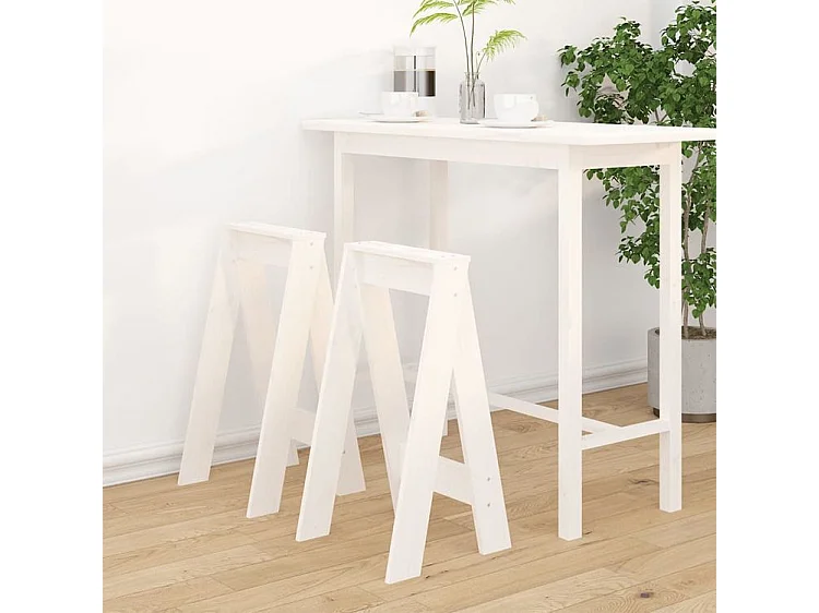 Tabouret lot de 2 blanc 40x40x75 bois massif de pin