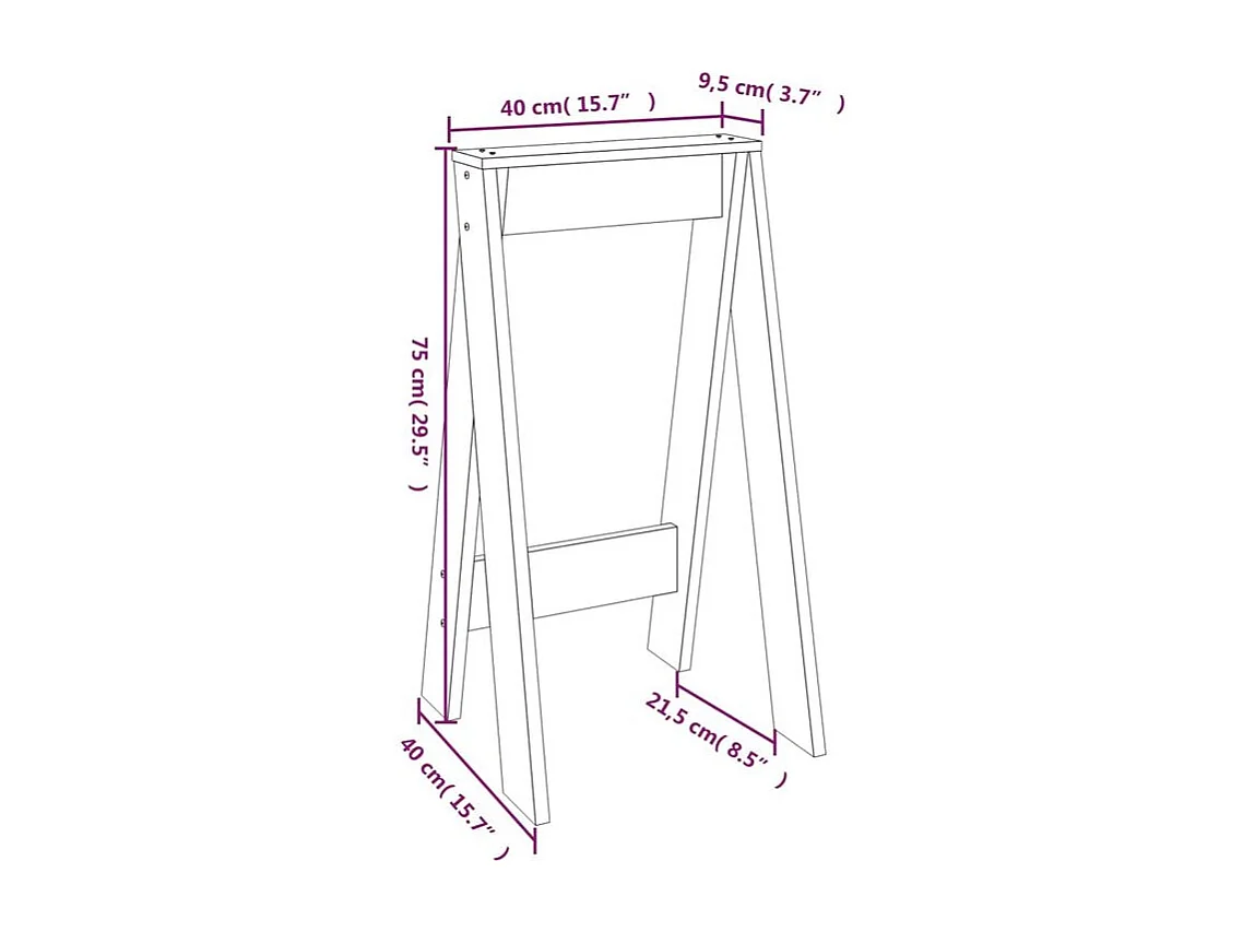 Tabouret lot de 2 blanc 40x40x75 bois massif de pin