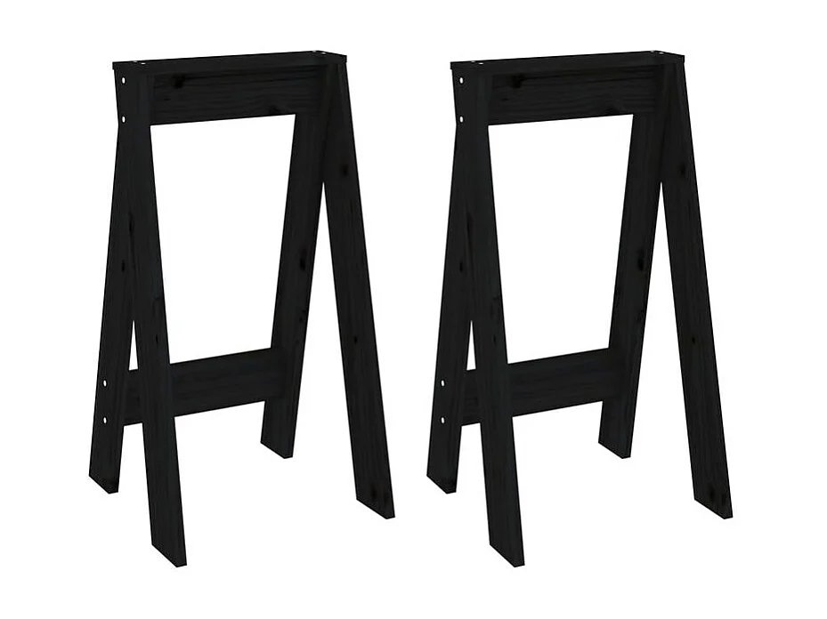 Tabouret lot de 2 noir 40x40x75 bois massif de pin
