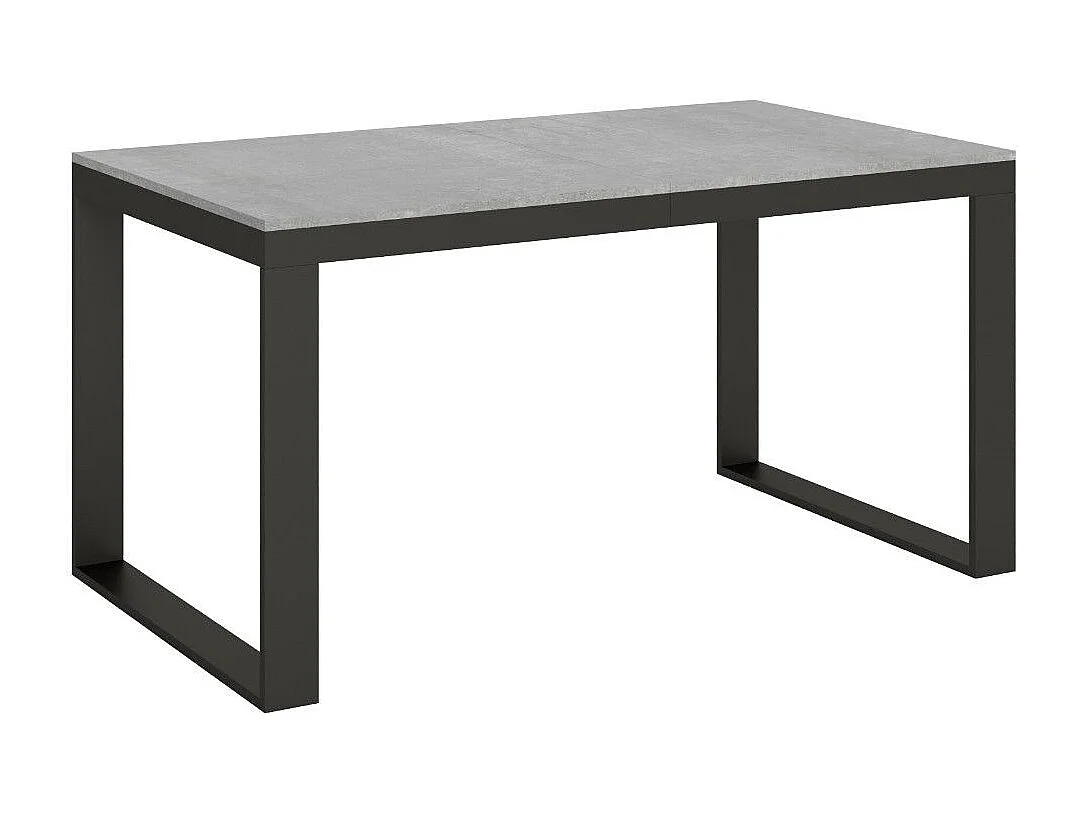 Table à manger extensible Tiroz evolution-Gris ciment-Sur roulettes-160 à 264 cm