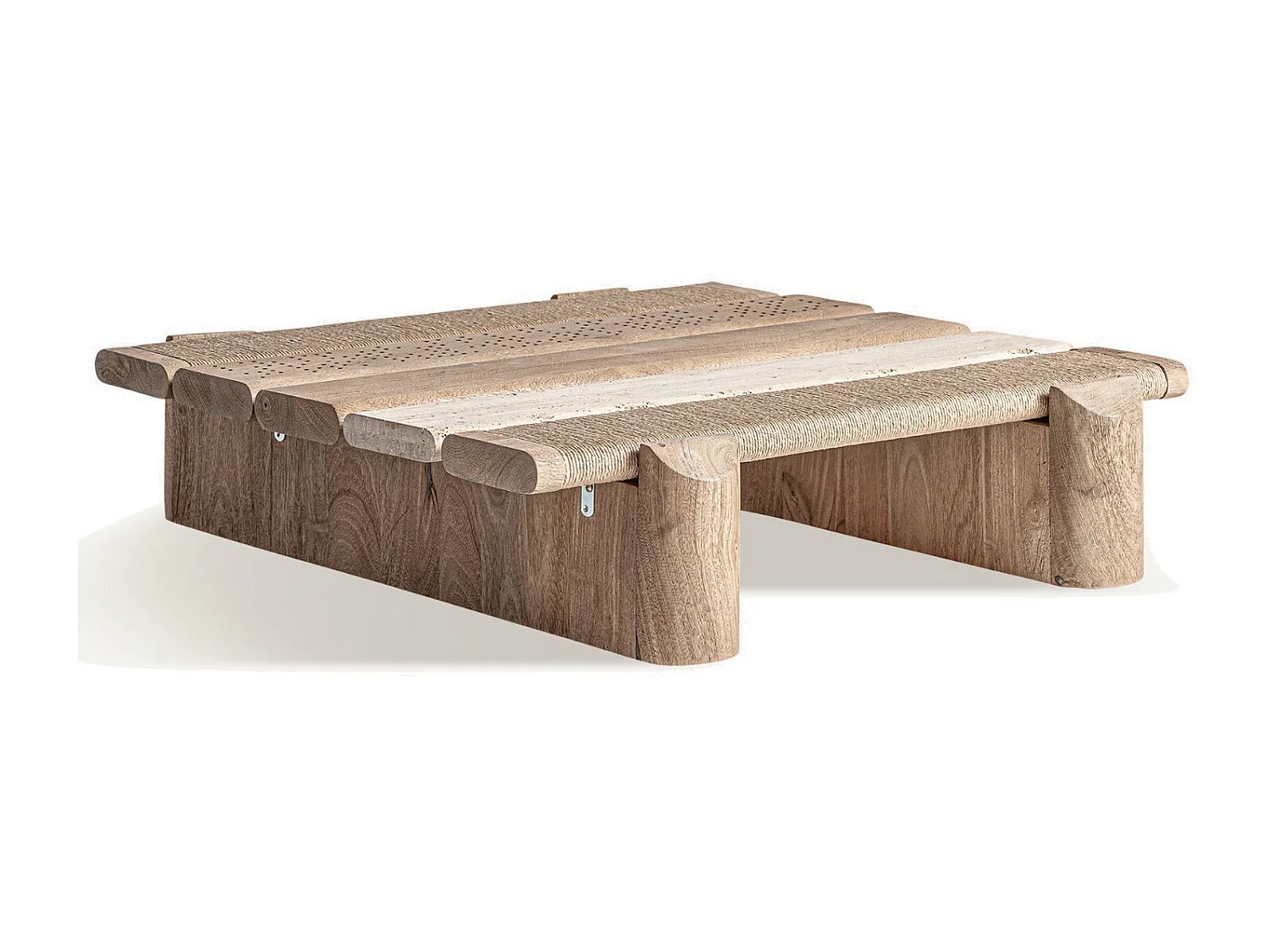 Table basse bois massif clair JACQUARD 80cm – Design estudihac