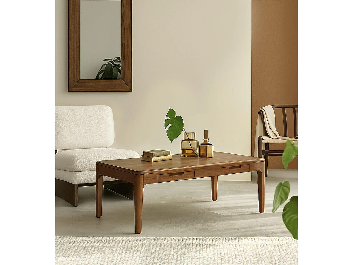 Table basse VALENCIA – Bois massif d’acajou – 120cm