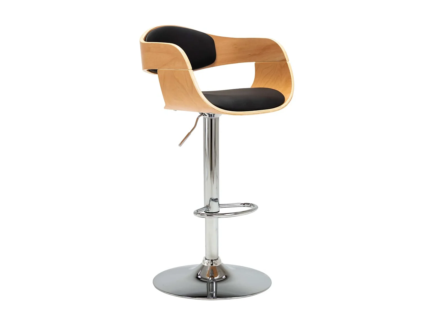 Chaises de bar 2 pcs Noir Bois courbé et similicuir