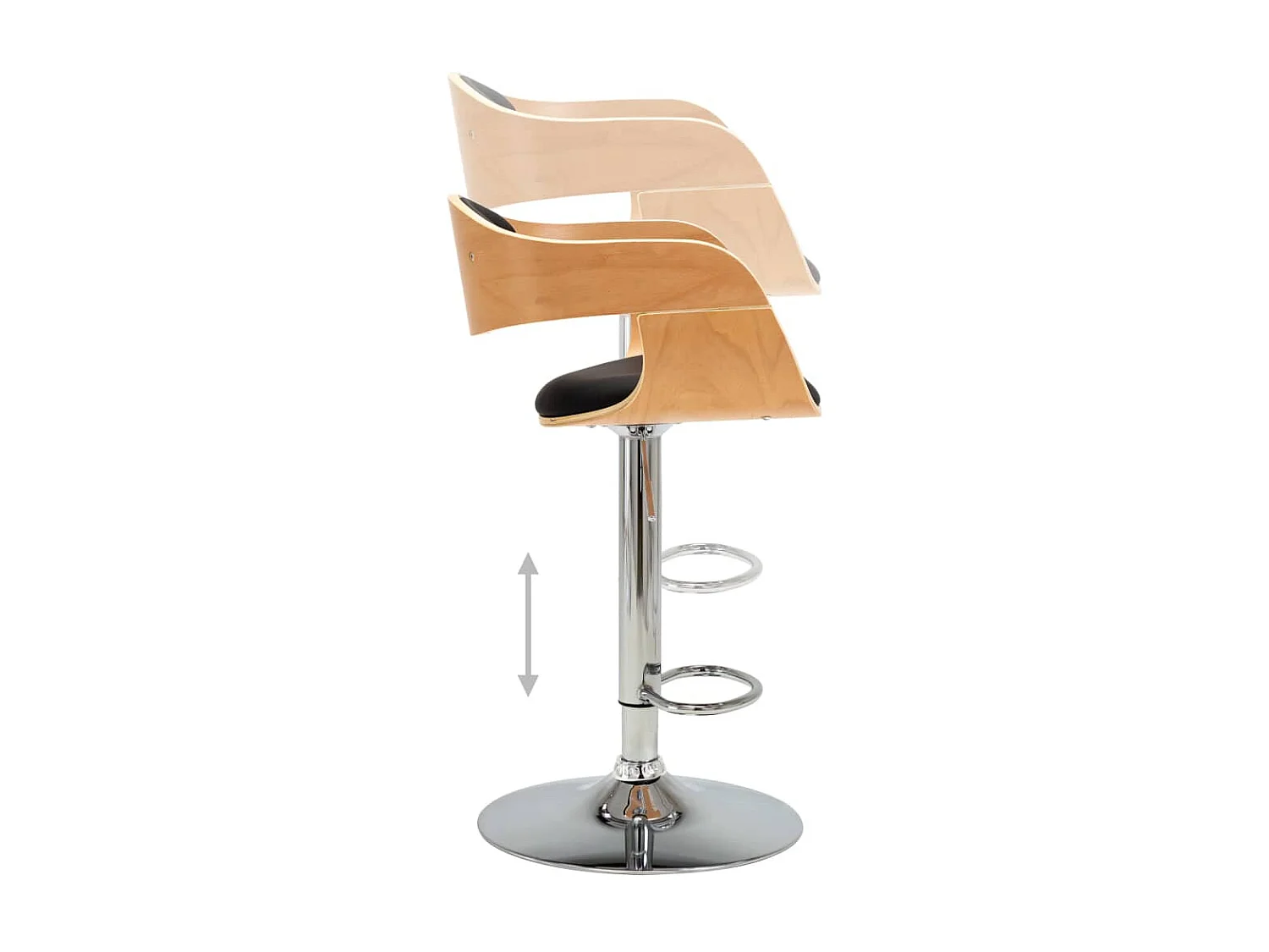 Chaises de bar 2 pcs Noir Bois courbé et similicuir