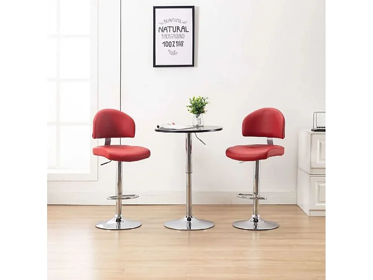 Tabouret de bar réglable simili rouge vin et métal chromé Axim