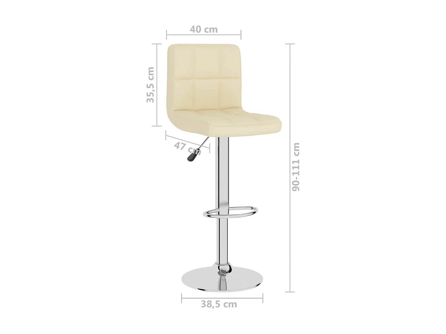 Chaise haute de bar tissu capitonné crème Torza
