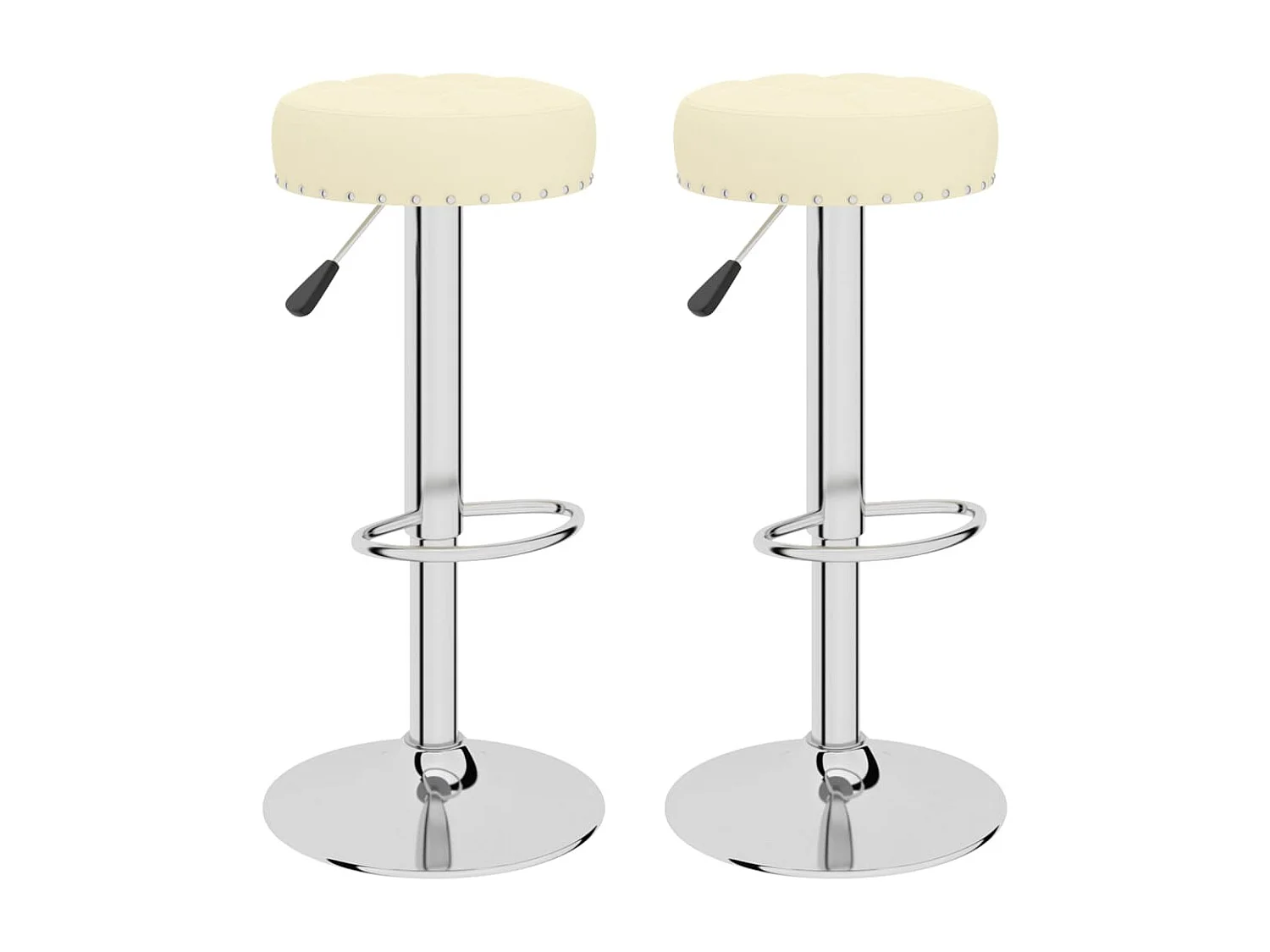 Tabourets de bar 2 pcs Crème Tissu 4