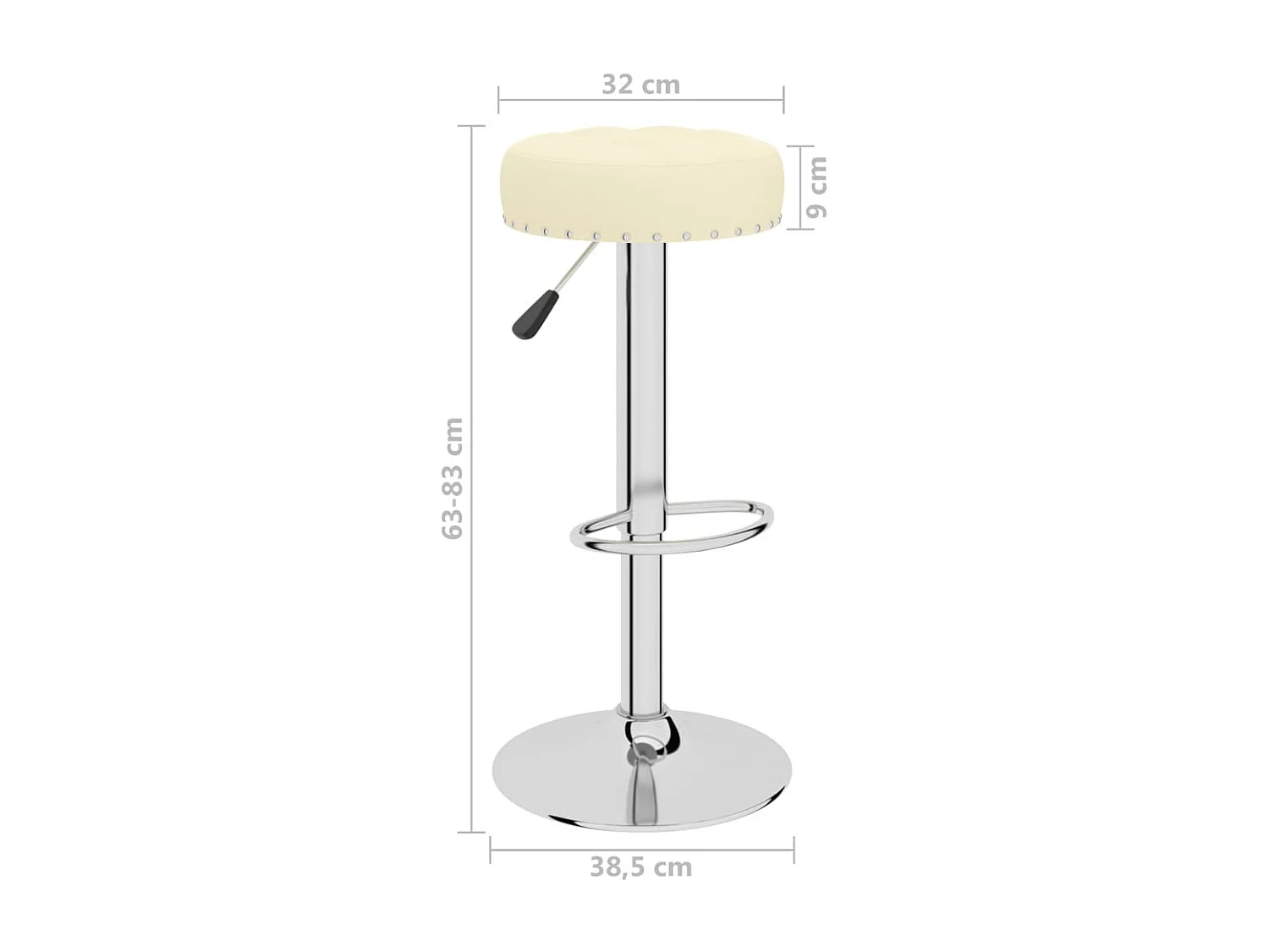 Tabourets de bar 2 pcs Crème Tissu 4