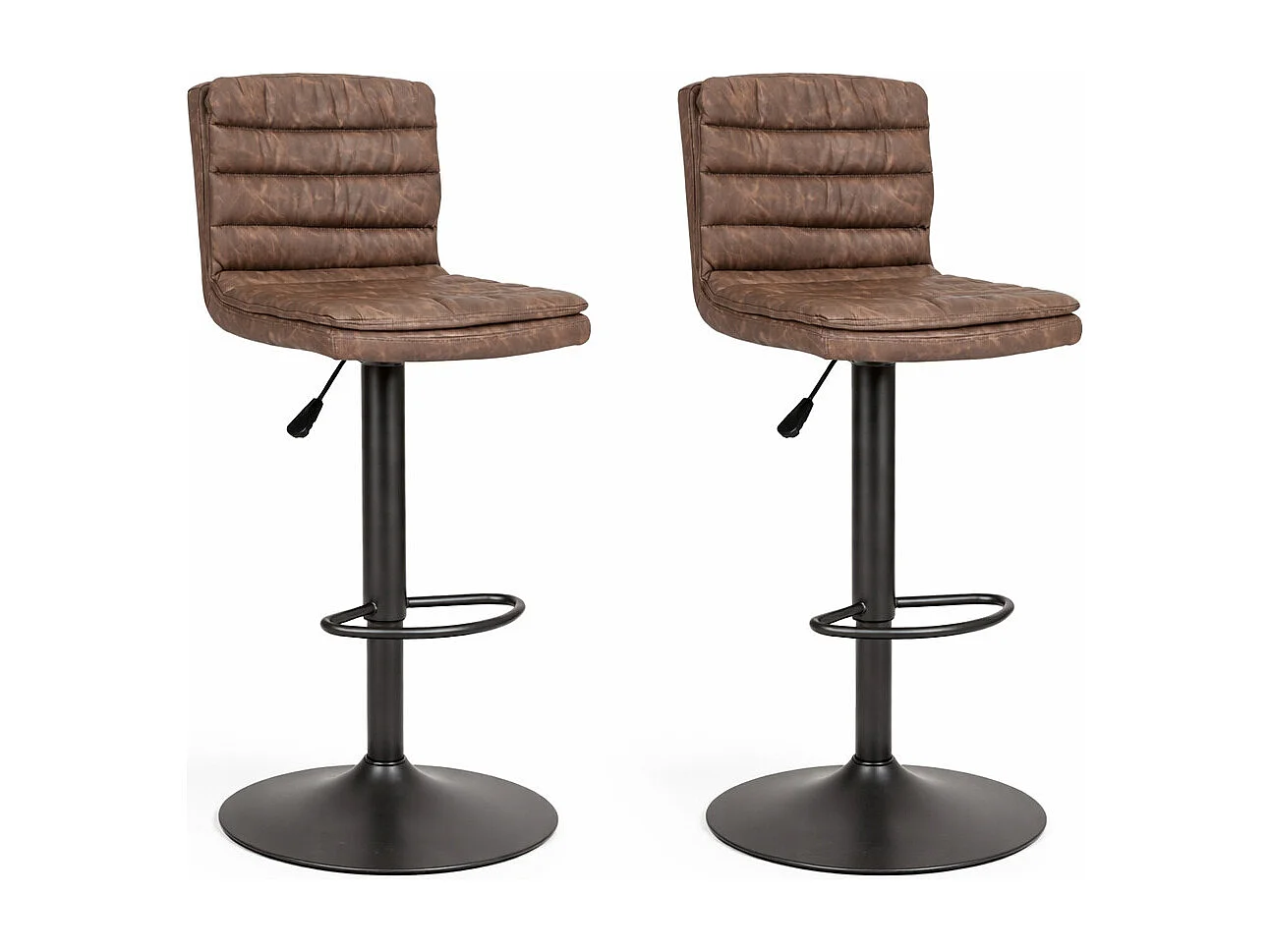 Lot de 2 tabourets de bar vintage CONNOR – Hauteur d'assise réglable 63,5 à 84,5cm-Gris foncé