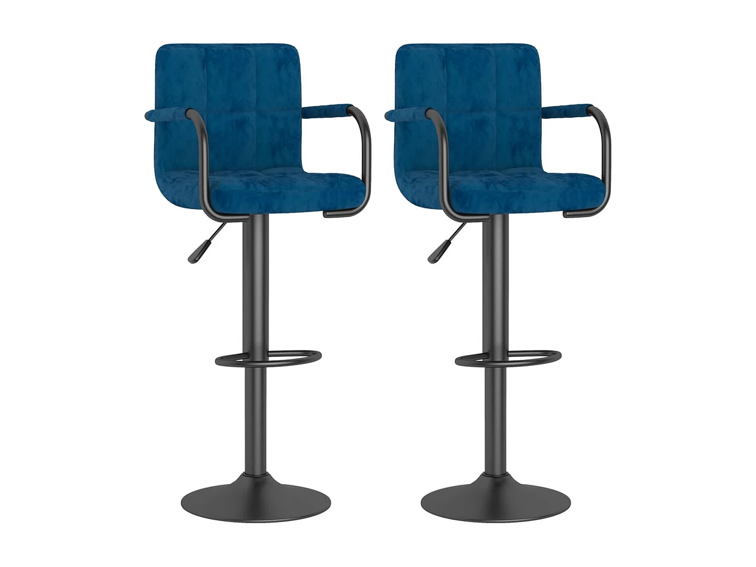 Tabourets de bar design avec accoudoir velours bleu Konfa - Lot de 2