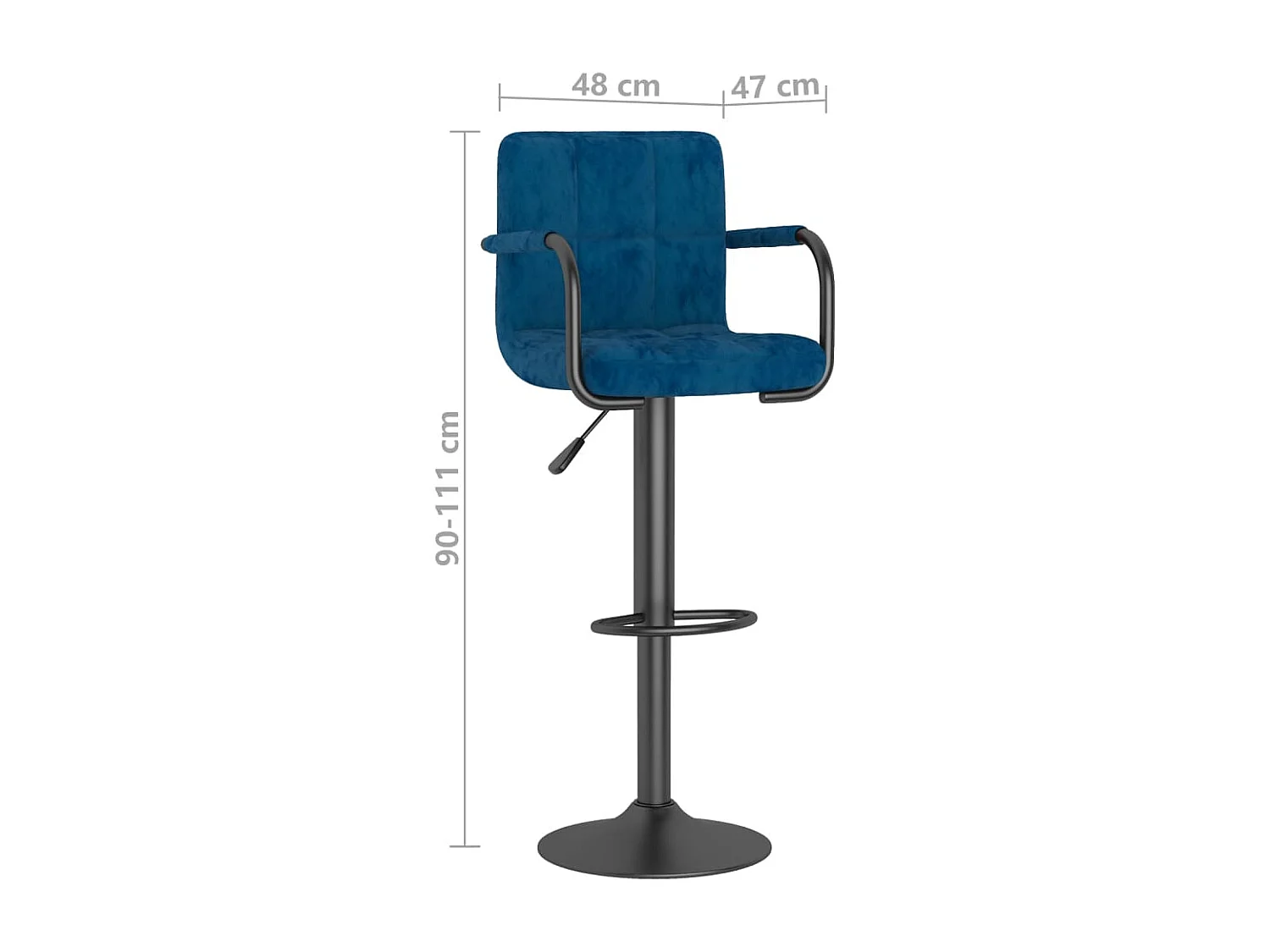 Tabourets de bar design avec accoudoir velours bleu Konfa - Lot de 2