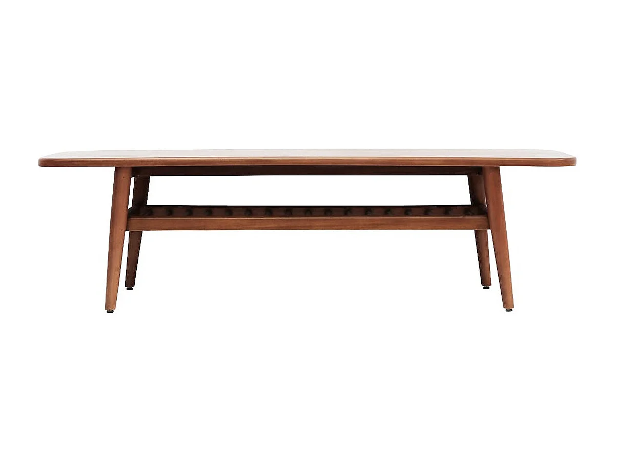 Table basse VALENCIA avec étagère – Bois massif d’acajou – 150cm