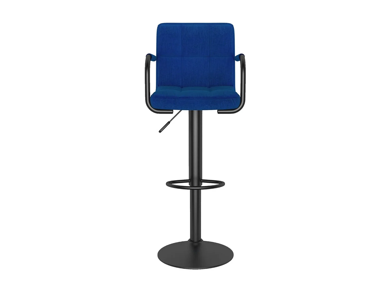 Tabouret capitonné tissu bleu avec accoudoir et pied acier noir Volka - Lot de 2