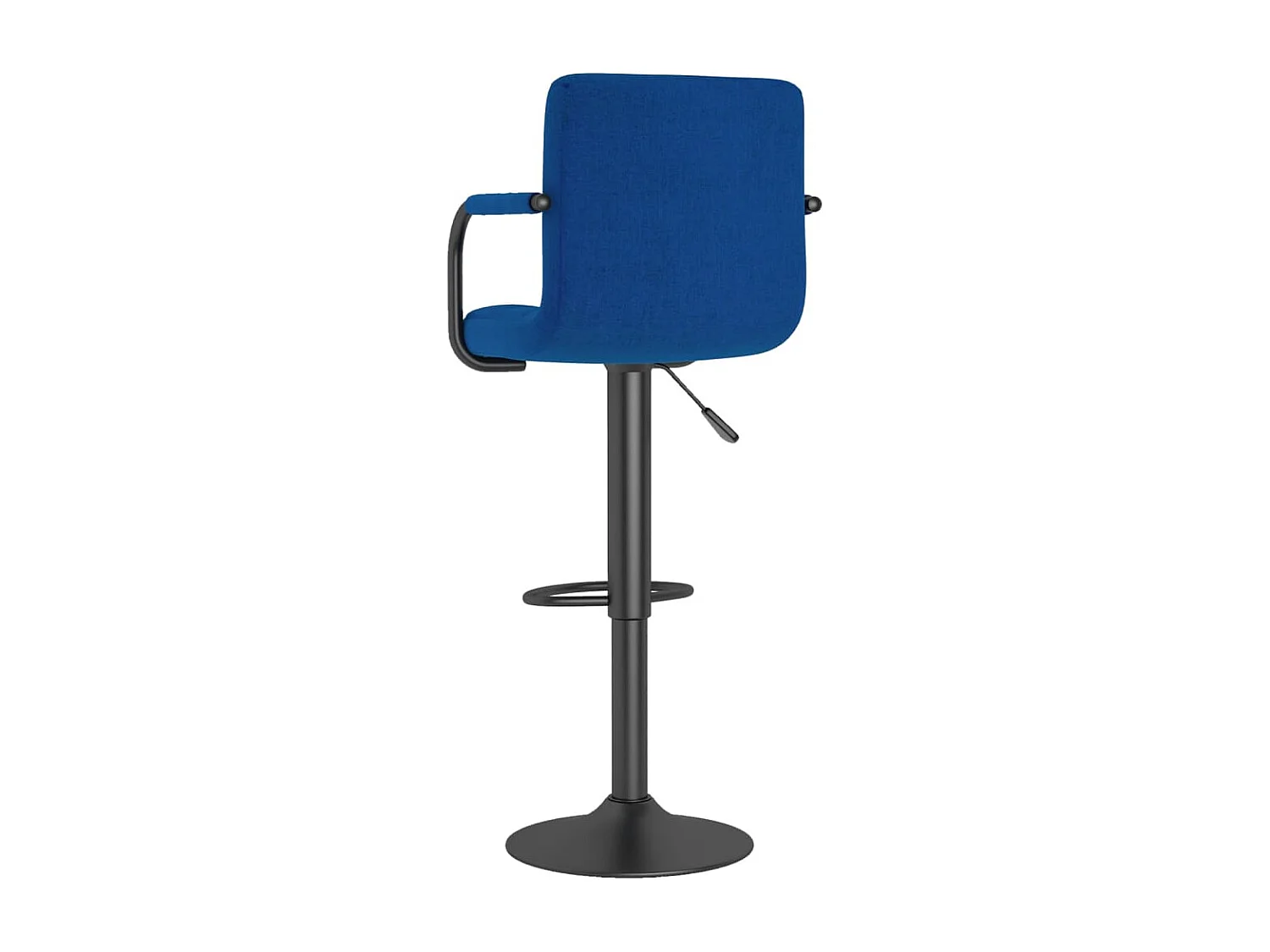 Tabouret capitonné tissu bleu avec accoudoir et pied acier noir Volka - Lot de 2