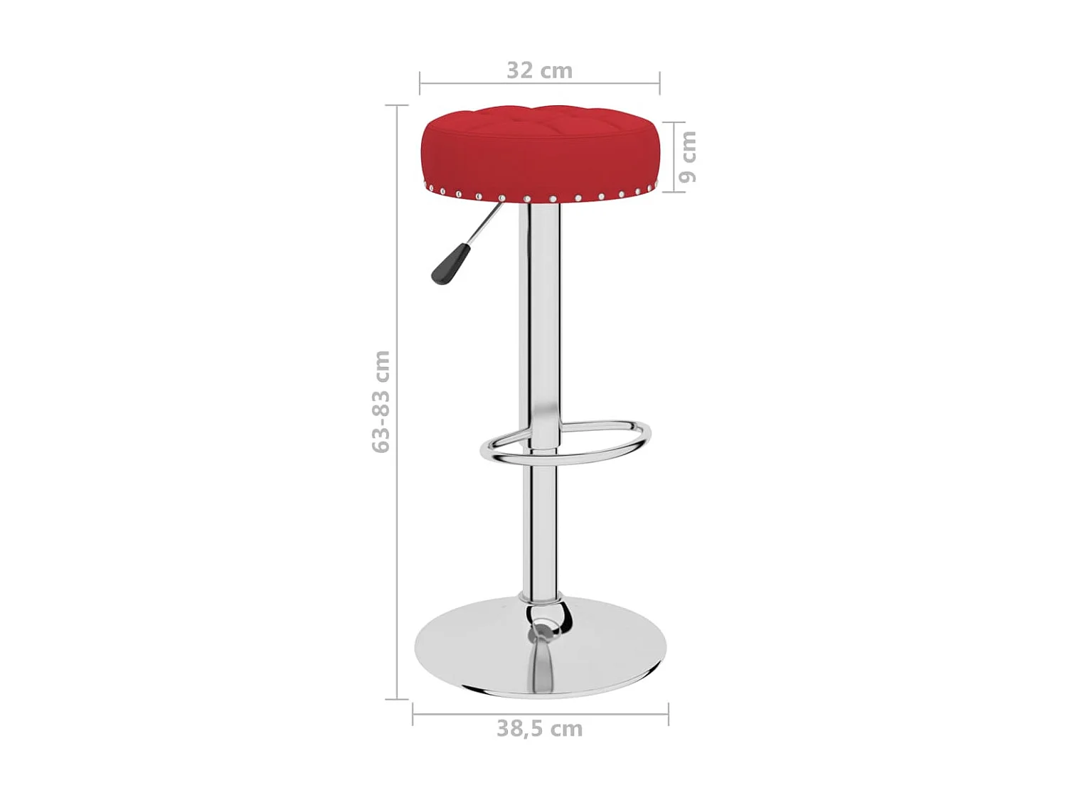 Tabourets de bar 2 pcs Rouge bordeaux Tissu 5