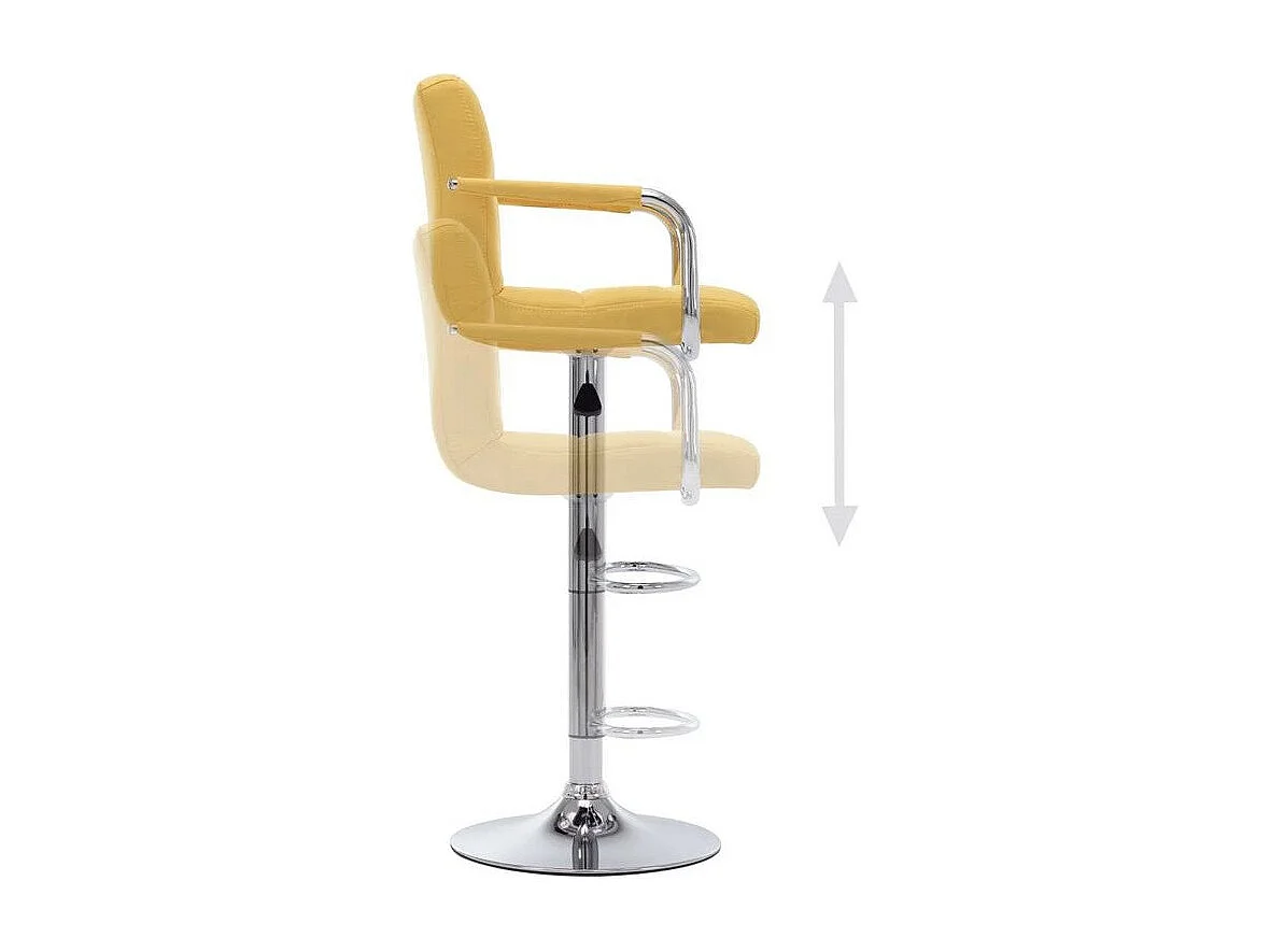 Chaise de bar tissu jaune et pied métal chromé Nexur
