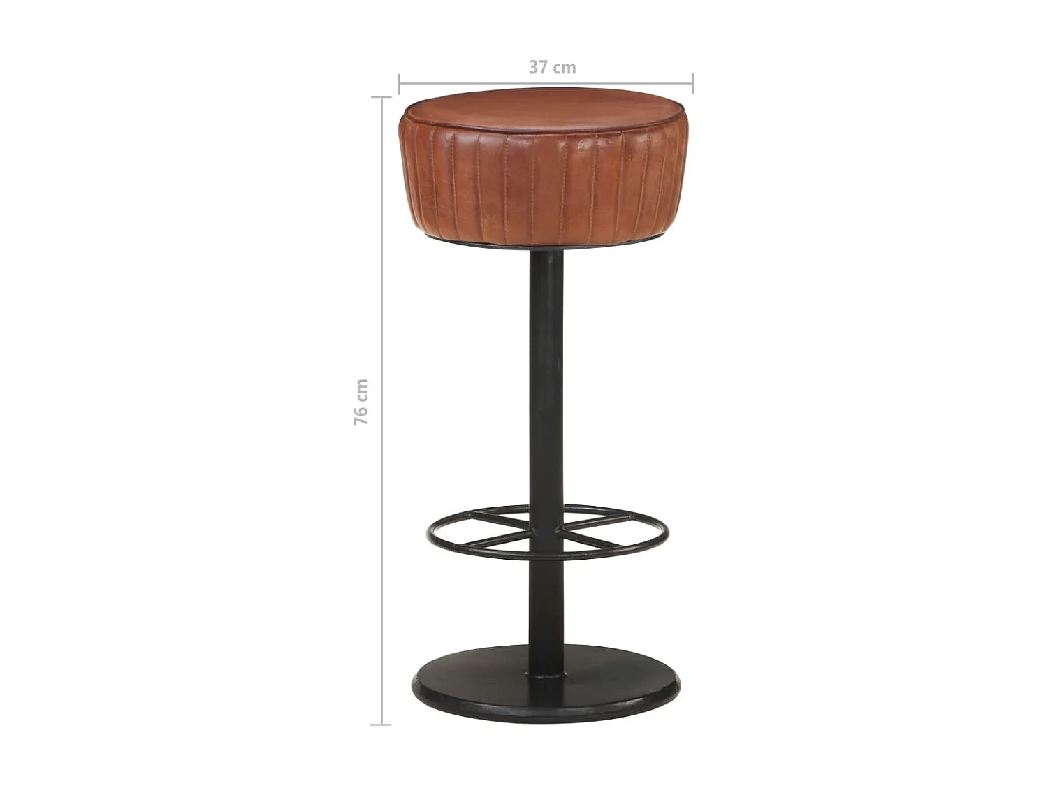 Tabouret de bar Marron Cuir véritable Havane - Hauteur d'assise 76cm