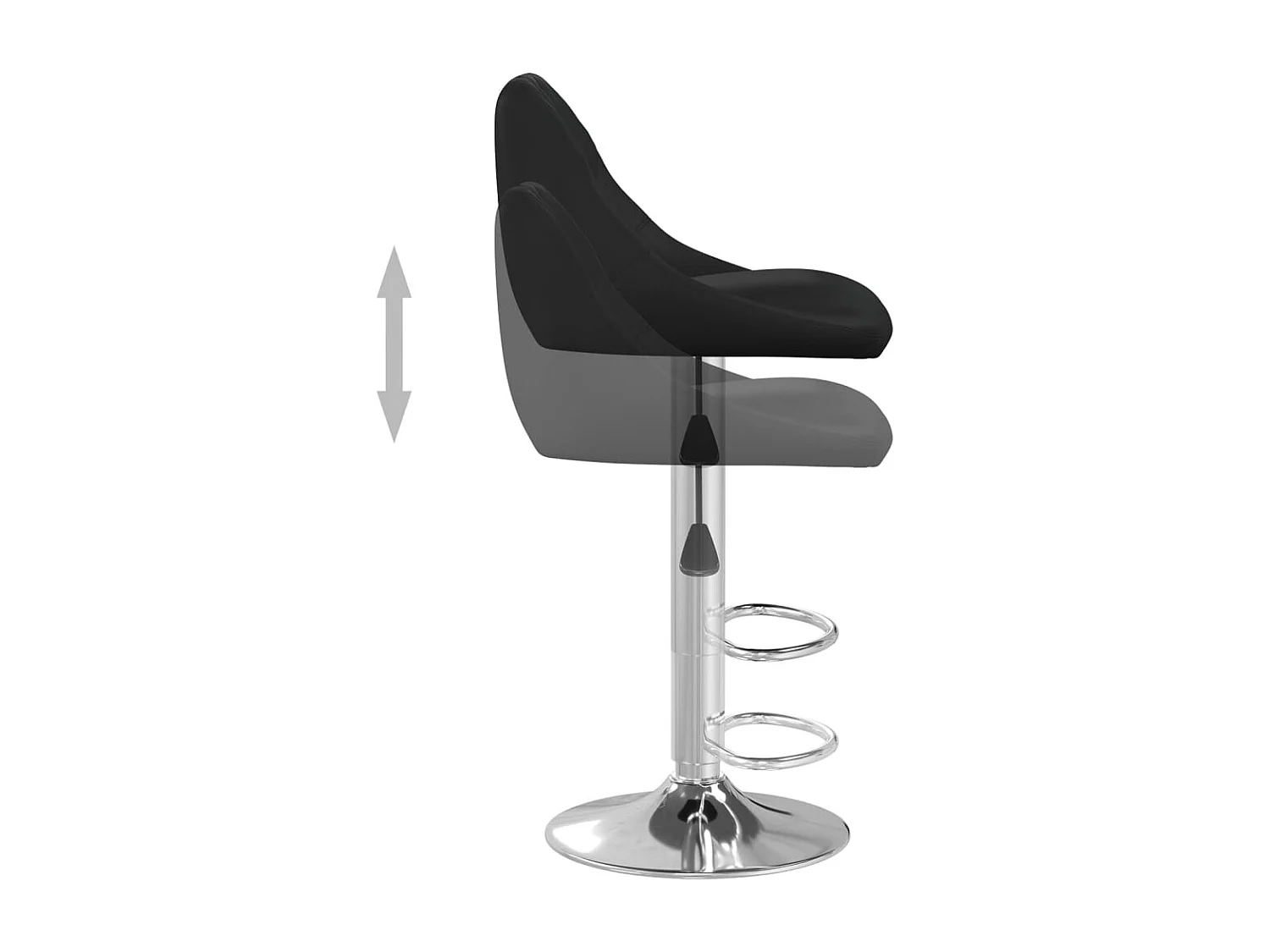 Tabouret avec dossier et assise en simili cuir noir Loka