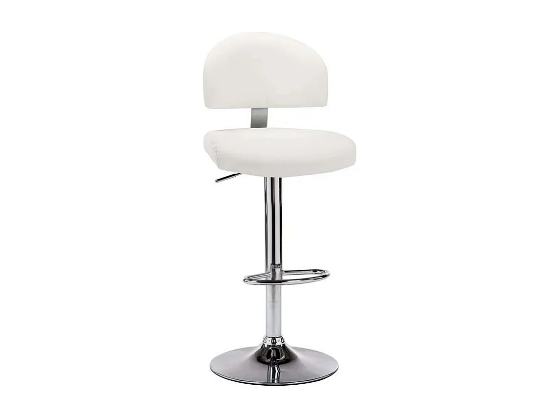 Tabouret de bar réglable simili cuir blanc et métal chromé Axim
