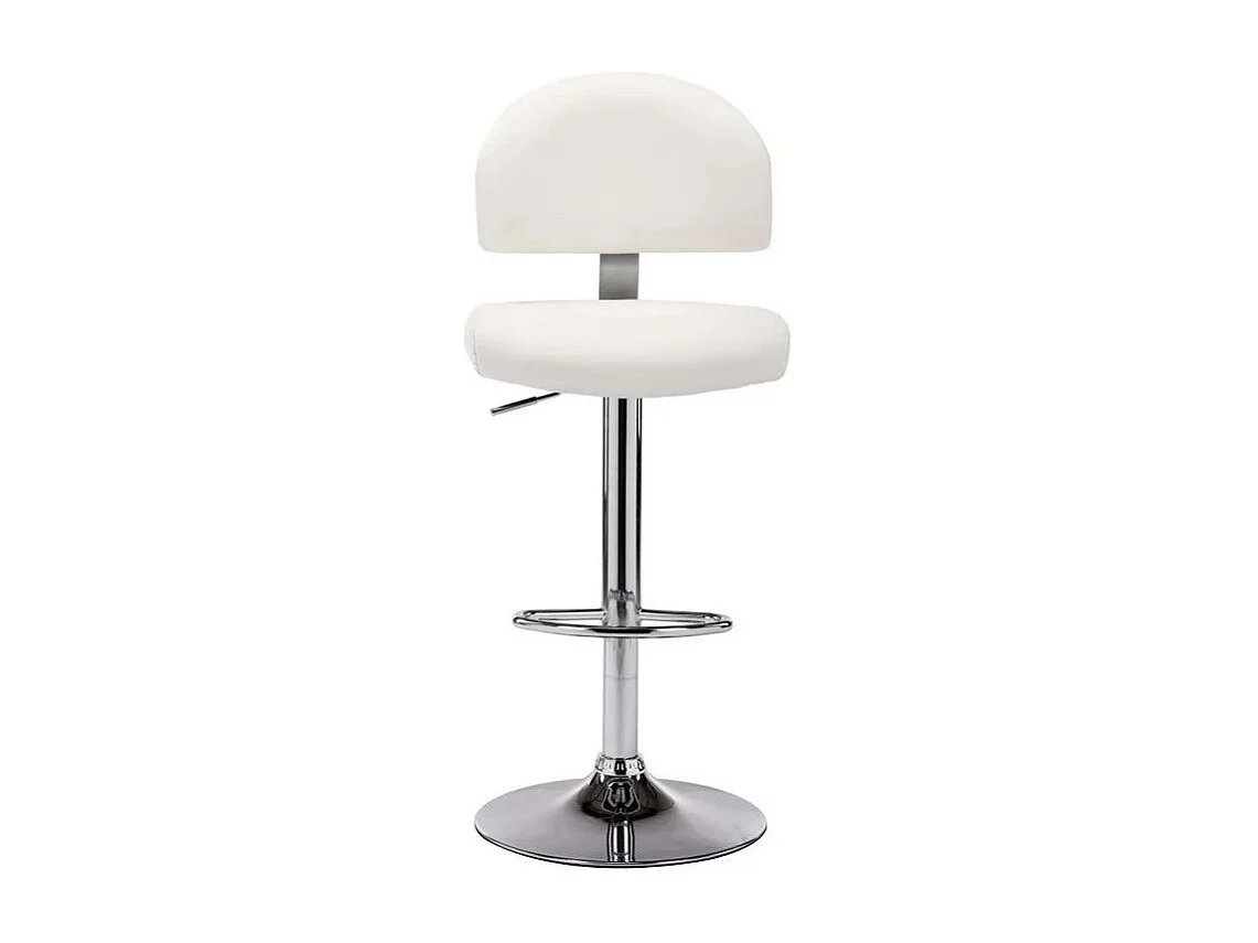 Tabouret de bar réglable simili cuir blanc et métal chromé Axim