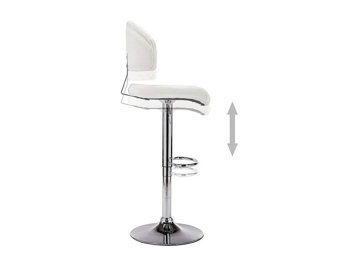 Tabouret de bar réglable simili cuir blanc et métal chromé Axim