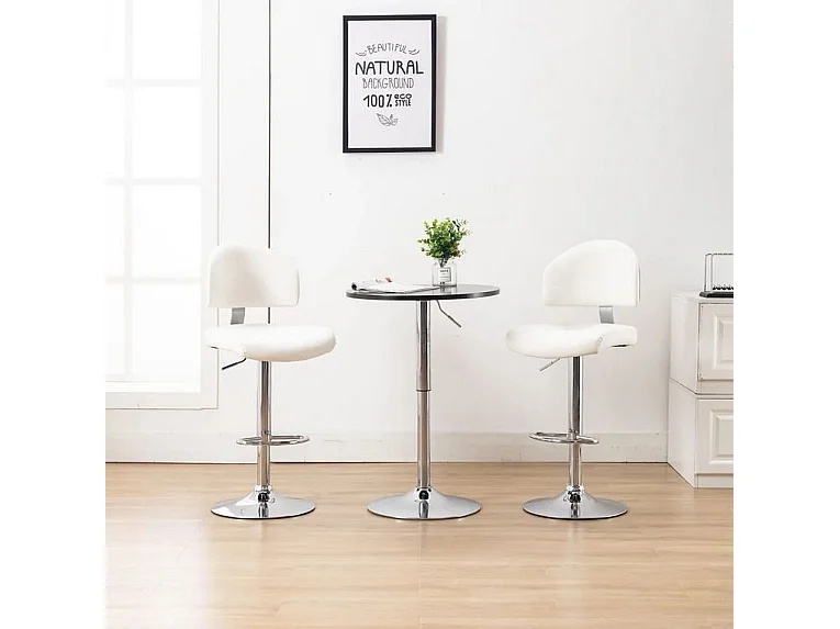Tabouret de bar réglable simili cuir blanc et métal chromé Axim