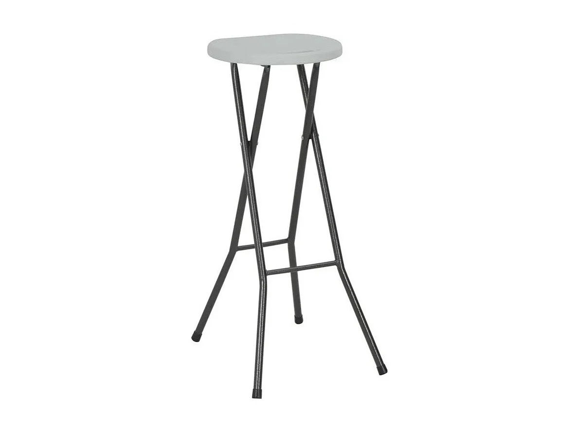Tabouret haut pliable polyéthylène blanc Nely - Lot de 2