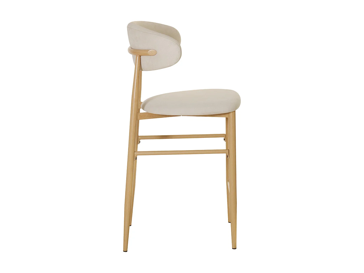 Set aus 2 Barhockern in Beige und Metall mit hellem Holzeffekt SIMON