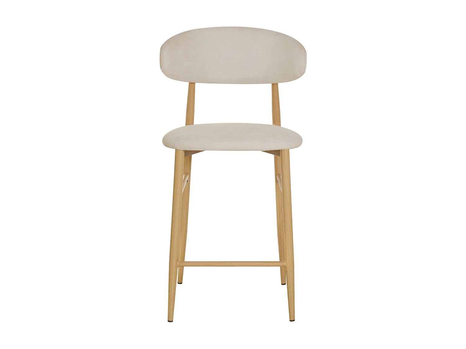 Set aus 2 Barhockern in Beige und Metall mit hellem Holzeffekt SIMON